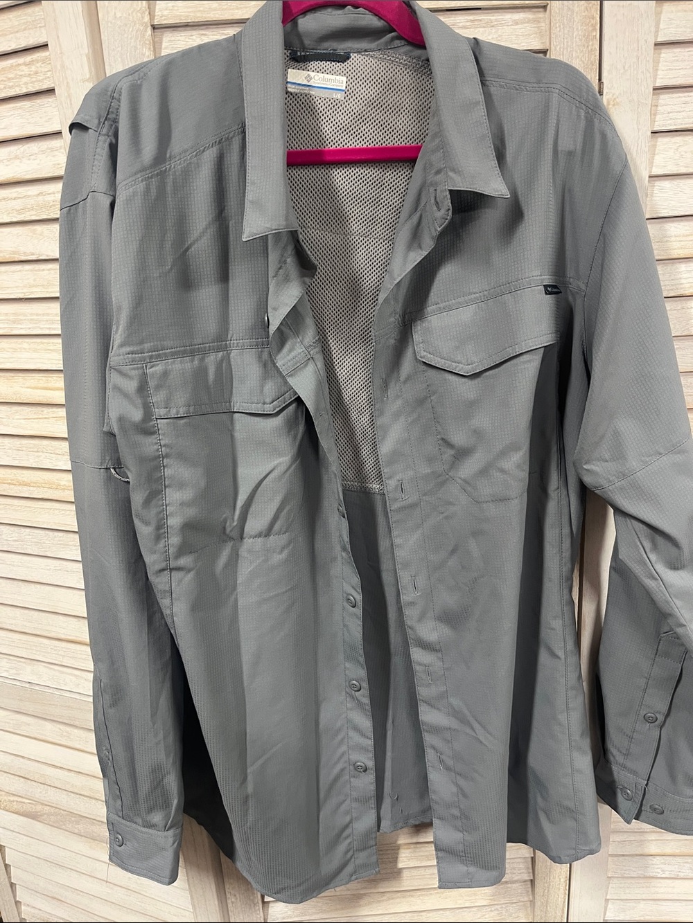 Columbia PFG Men’s Large Gray Long Sleeve Fishing Shirt Omni-Shade Vented